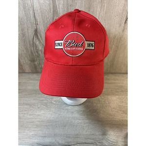 Vintage Bud King Of Beers Since 1876 Hat Baseball Cap Red Snapback - Budweiser